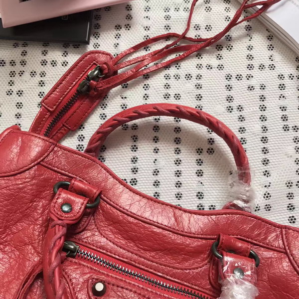 Balenciaga Classic Small City Handbag in Red Soft Crafted Vintage Lambskin For Sale