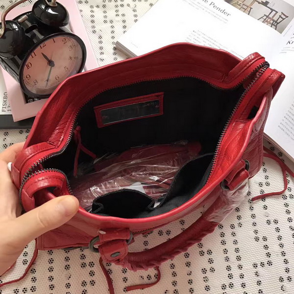 Balenciaga Classic Small City Handbag in Red Soft Crafted Vintage Lambskin For Sale