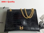 Balenciaga Crush Large Chain Bag in Black Extra Supple Crocodile Embossed Calfskin Aged Gold Hardware Replica