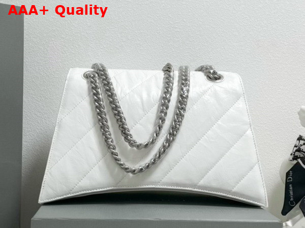 Balenciaga Crush Medium Chain Bag Quilted in White Crushed Calfskin Aged Silver Hardware Replica