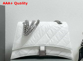 Balenciaga Crush Medium Chain Bag Quilted in White Crushed Calfskin Aged Silver Hardware Replica