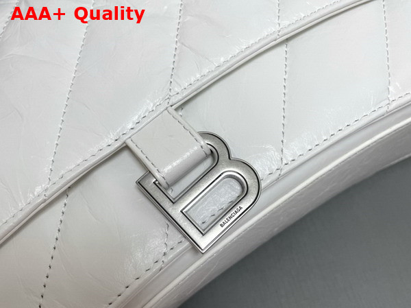 Balenciaga Crush Medium Chain Bag Quilted in White Crushed Calfskin Aged Silver Hardware Replica