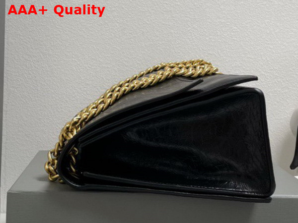 Balenciaga Crush Medium Chain Bag in Black Crushed Calfskin Aged Gold Hardware Replica