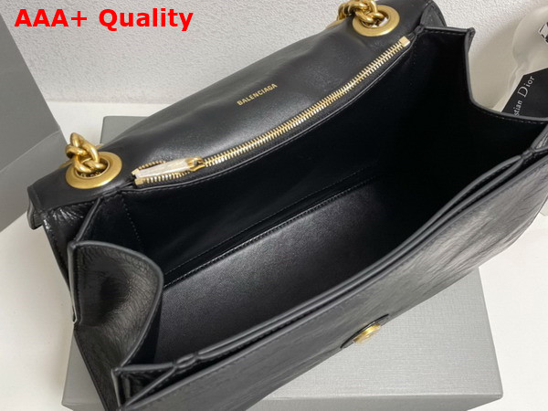 Balenciaga Crush Medium Chain Bag in Black Crushed Calfskin Aged Gold Hardware Replica