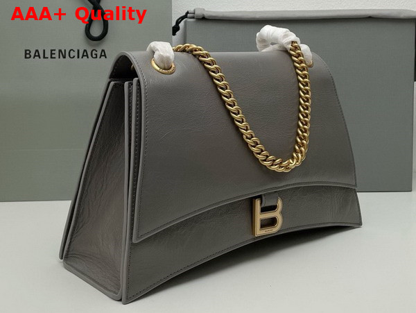 Balenciaga Crush Medium Chain Bag in Dark Grey Crushed Calfskin Aged Gold Hardware Replica