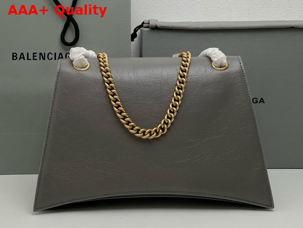 Balenciaga Crush Medium Chain Bag in Dark Grey Crushed Calfskin Aged Gold Hardware Replica