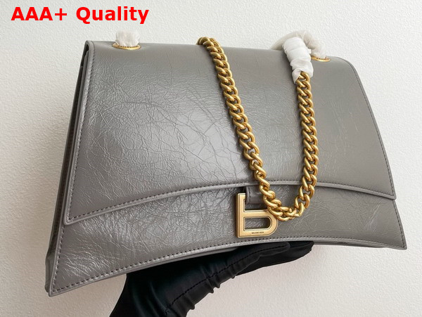 Balenciaga Crush Medium Chain Bag in Dark Grey Crushed Calfskin Aged Gold Hardware Replica