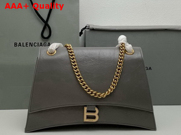 Balenciaga Crush Medium Chain Bag in Dark Grey Crushed Calfskin Aged Gold Hardware Replica