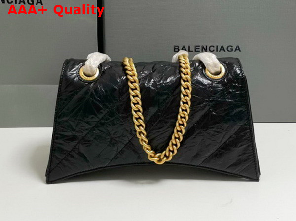 Balenciaga Crush Small Chain Bag Quilted in Black Crushed Calfskin Aged Gold Hardware Replica