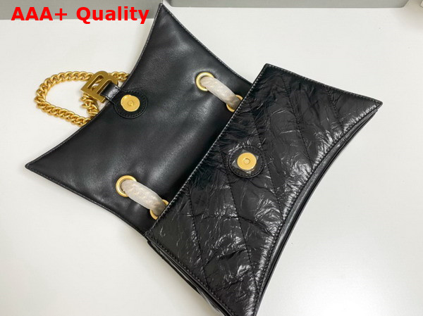 Balenciaga Crush Small Chain Bag Quilted in Black Crushed Calfskin Aged Gold Hardware Replica