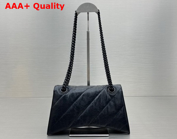 Balenciaga Crush Small Chain Bag Quilted in Black Crushed Calfskin Aged Silver Hardware Replica