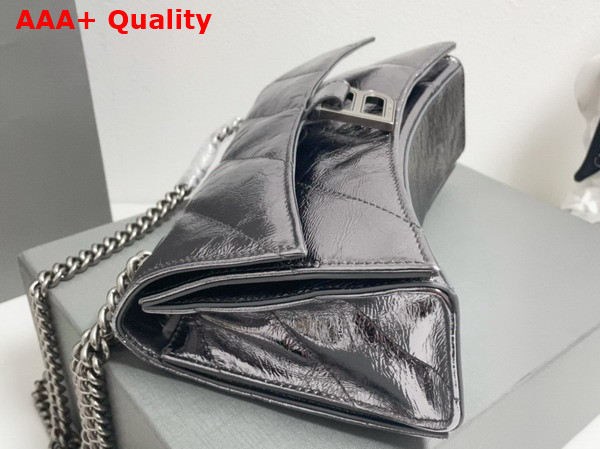 Balenciaga Crush Small Chain Bag Quilted in Dark Grey Metallized Crushed Calfskin Aged Silver Hardware Replica