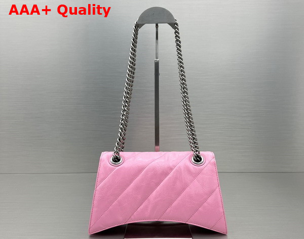 Balenciaga Crush Small Chain Bag Quilted in Pink Crushed Calfskin Aged Silver Hardware Replica