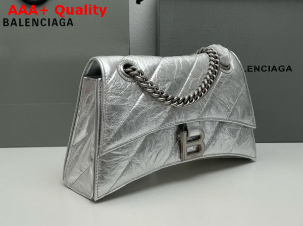 Balenciaga Crush Small Chain Bag Quilted in Silver Metallized Crushed Calfskin Aged Silver Hardware Replica