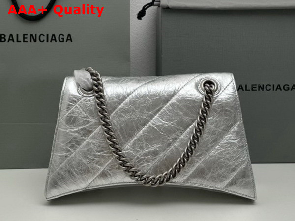 Balenciaga Crush Small Chain Bag Quilted in Silver Metallized Crushed Calfskin Aged Silver Hardware Replica