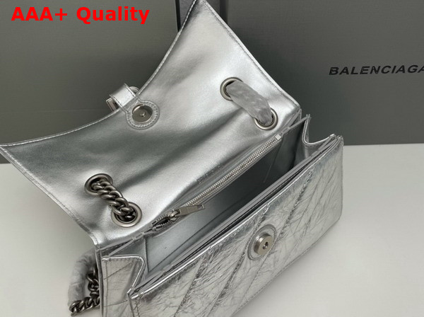 Balenciaga Crush Small Chain Bag Quilted in Silver Metallized Crushed Calfskin Aged Silver Hardware Replica