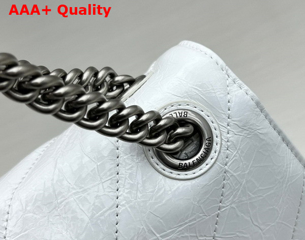 Balenciaga Crush Small Chain Bag Quilted in White Crushed Calfskin Aged Silver Hardware Replica