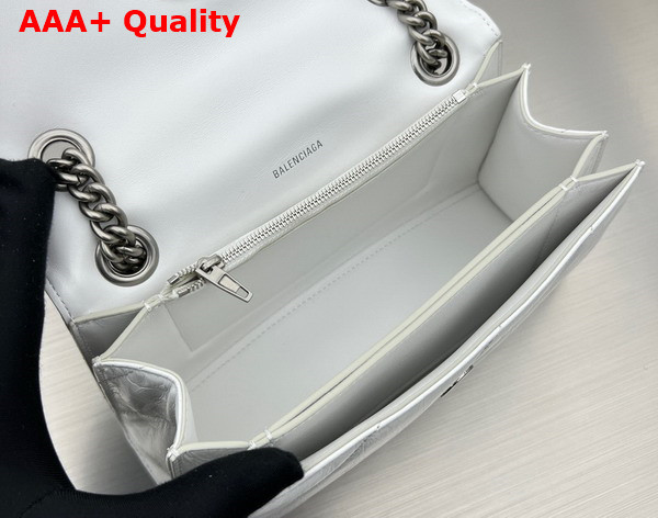 Balenciaga Crush Small Chain Bag Quilted in White Crushed Calfskin Aged Silver Hardware Replica