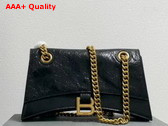 Balenciaga Crush Small Chain Bag in Black Crushed Calfskin Aged Gold Hardware Replica