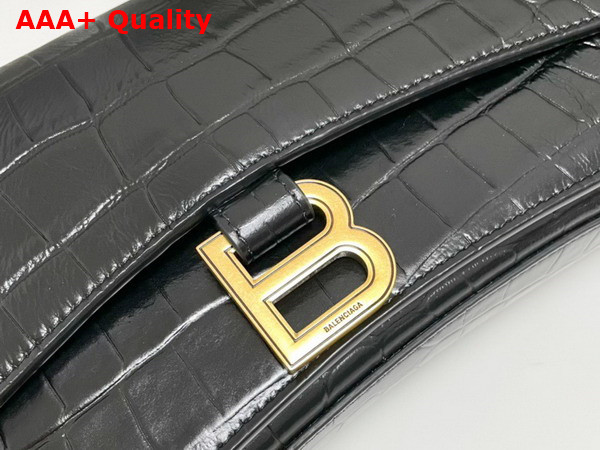 Balenciaga Crush Small Chain Bag in Black Extra Supple Crocodile Embossed Calfskin Aged Gold Hardware Replica