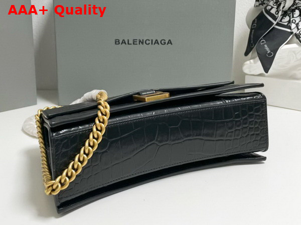 Balenciaga Crush Small Chain Bag in Black Extra Supple Crocodile Embossed Calfskin Aged Gold Hardware Replica