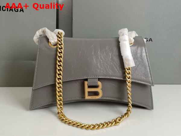 Balenciaga Crush Small Chain Bag in Dark Grey Crushed Calfskin Aged Gold Hardware Replica