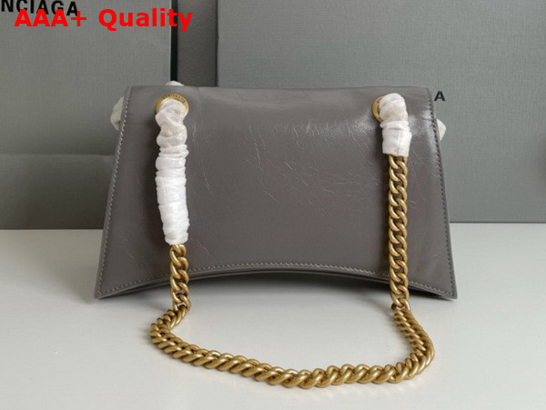 Balenciaga Crush Small Chain Bag in Dark Grey Crushed Calfskin Aged Gold Hardware Replica