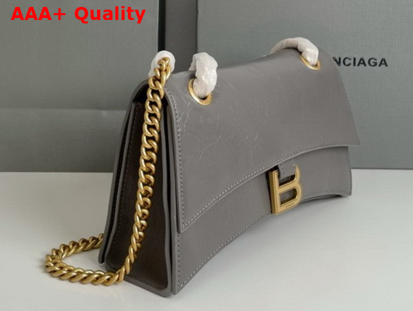 Balenciaga Crush Small Chain Bag in Dark Grey Crushed Calfskin Aged Gold Hardware Replica