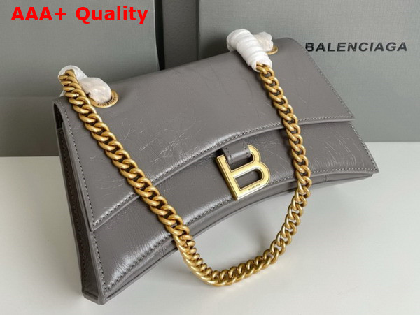 Balenciaga Crush Small Chain Bag in Dark Grey Crushed Calfskin Aged Gold Hardware Replica