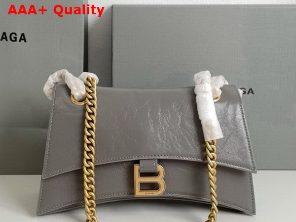 Balenciaga Crush Small Chain Bag in Dark Grey Crushed Calfskin Aged Gold Hardware Replica