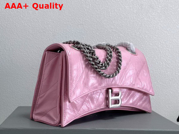 Balenciaga Crush Small Chain Bag in Pink Quilted Crushed Calfskin with Aged Silver Hardware Replica