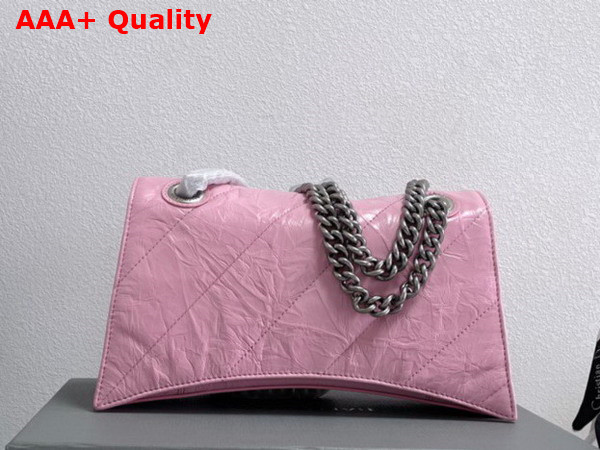 Balenciaga Crush Small Chain Bag in Pink Quilted Crushed Calfskin with Aged Silver Hardware Replica