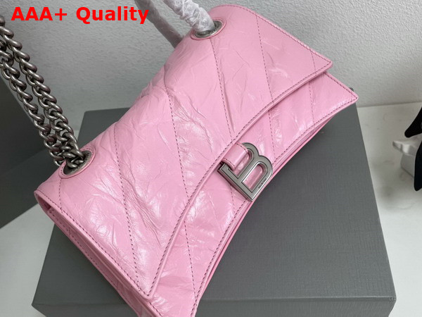 Balenciaga Crush Small Chain Bag in Pink Quilted Crushed Calfskin with Aged Silver Hardware Replica