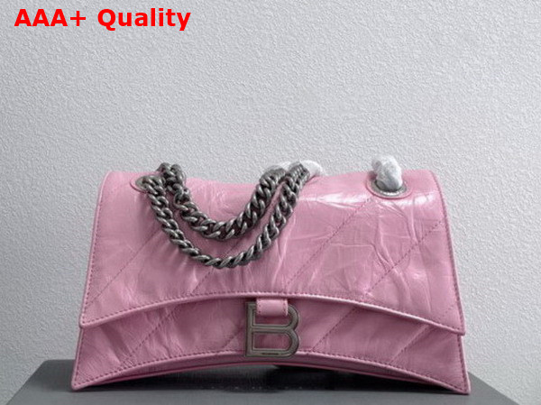 Balenciaga Crush Small Chain Bag in Pink Quilted Crushed Calfskin with Aged Silver Hardware Replica