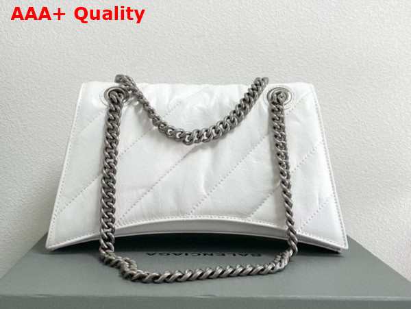 Balenciaga Crush Small Chain Bag in White Quilted Crushed Calfskin with Aged Silver Hardware Replica