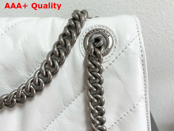 Balenciaga Crush Small Chain Bag in White Quilted Crushed Calfskin with Aged Silver Hardware Replica