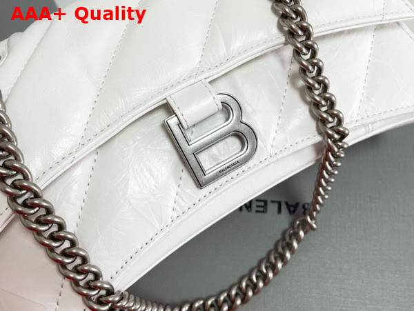 Balenciaga Crush Small Chain Bag in White Quilted Crushed Calfskin with Aged Silver Hardware Replica