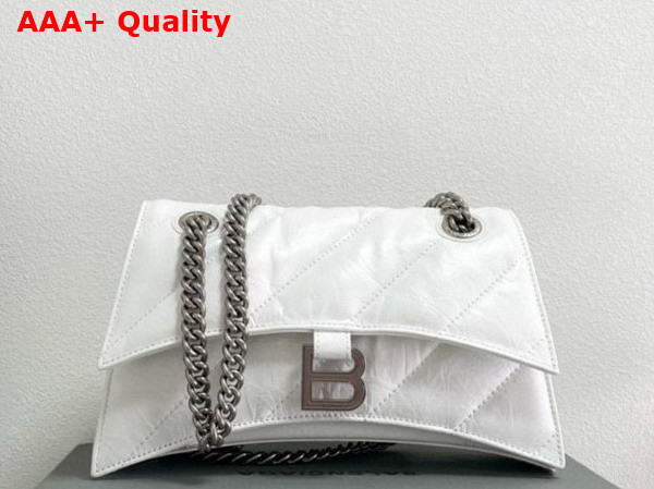 Balenciaga Crush Small Chain Bag in White Quilted Crushed Calfskin with Aged Silver Hardware Replica