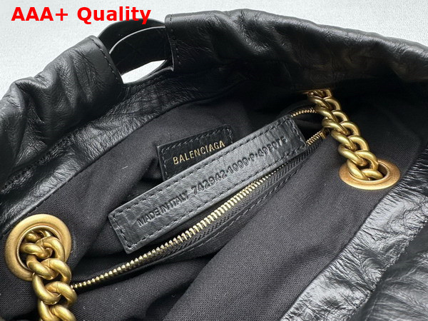 Balenciaga Crush Small Tote Bag in Black Crushed Calfskin Replica