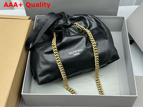 Balenciaga Crush Small Tote Bag in Black Crushed Calfskin Replica