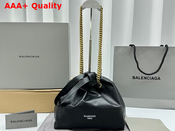 Balenciaga Crush Small Tote Bag in Black Crushed Calfskin Replica