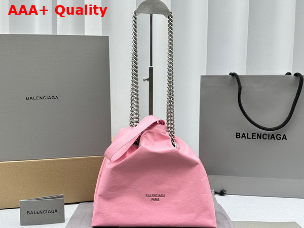 Balenciaga Crush Small Tote Bag in Pink Crushed Calfskin Replica