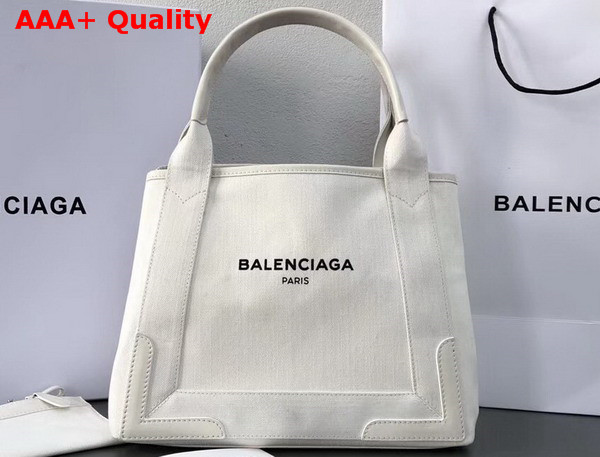 Balenciaga Denim Navy Cabas S in White Replica