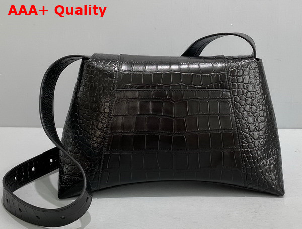 Balenciaga Downtown Medium Shoulder Bag Crocodile Embossed Black Replica