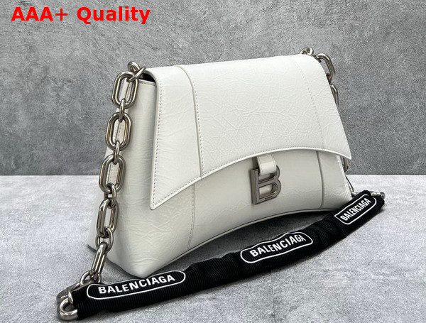 Balenciaga Downtown Small Shoulder Bag With Chain in White and Black Paper Calfskin Aaged Silver Hardware Replica