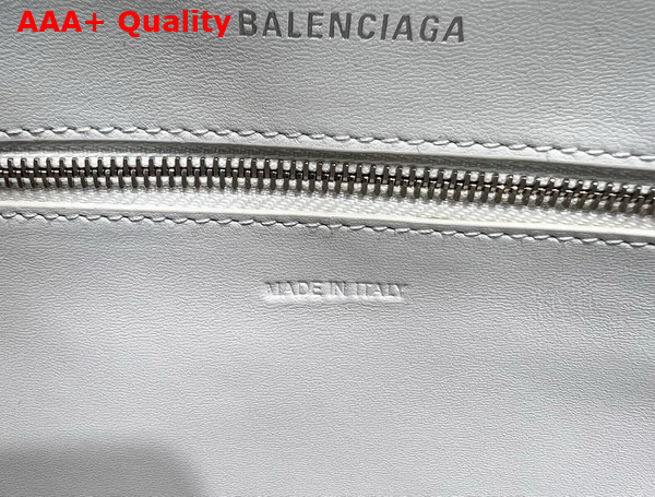 Balenciaga Downtown Small Shoulder Bag With Chain in White and Black Paper Calfskin Aaged Silver Hardware Replica