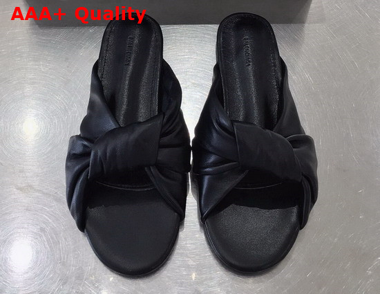 Balenciaga Drapy Flat Sandal in Black Smooth Nappa Lambskin Replica