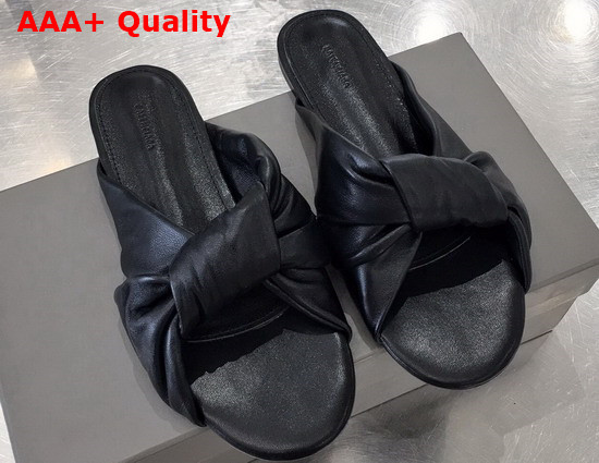 Balenciaga Drapy Flat Sandal in Black Smooth Nappa Lambskin Replica