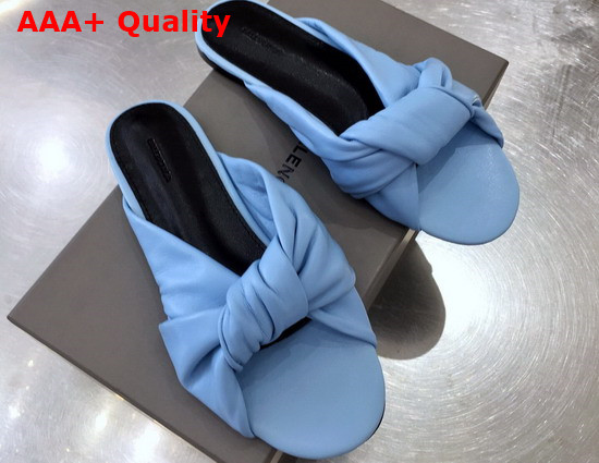 Balenciaga Drapy Flat Sandal in Light Blue Smooth Nappa Lambskin Replica