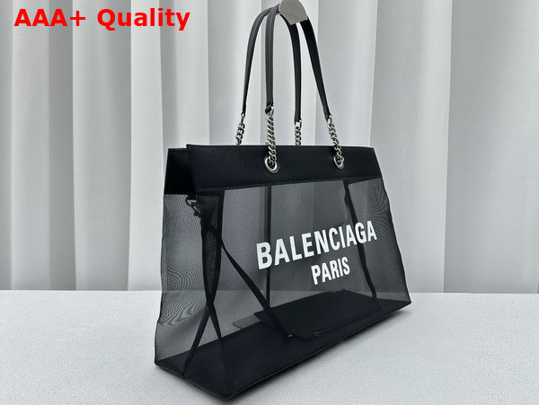 Balenciaga Duty Free Large Tote Bag in Black and White Mesh with Aged Silver Hardware Replica